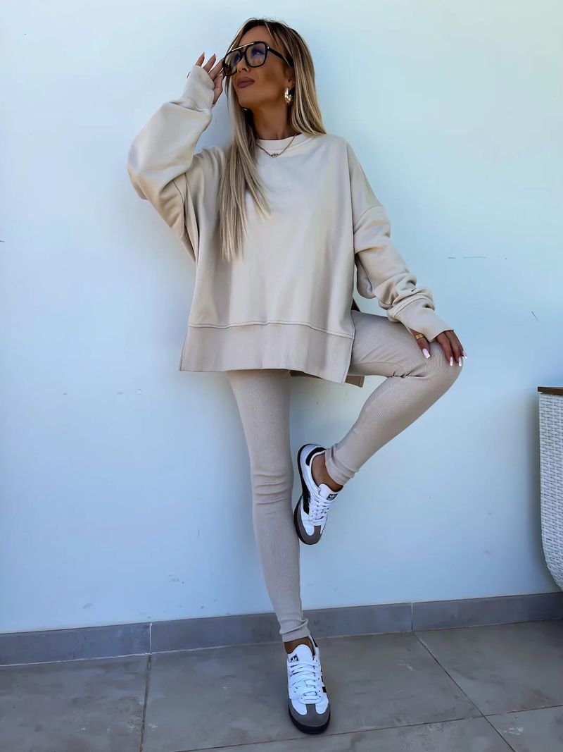 Ensemble 2 pièces pour femme, chemise décontractée, pull ample, pantalon moulant, nouvelle collection printemps-été 2025_voghion.com