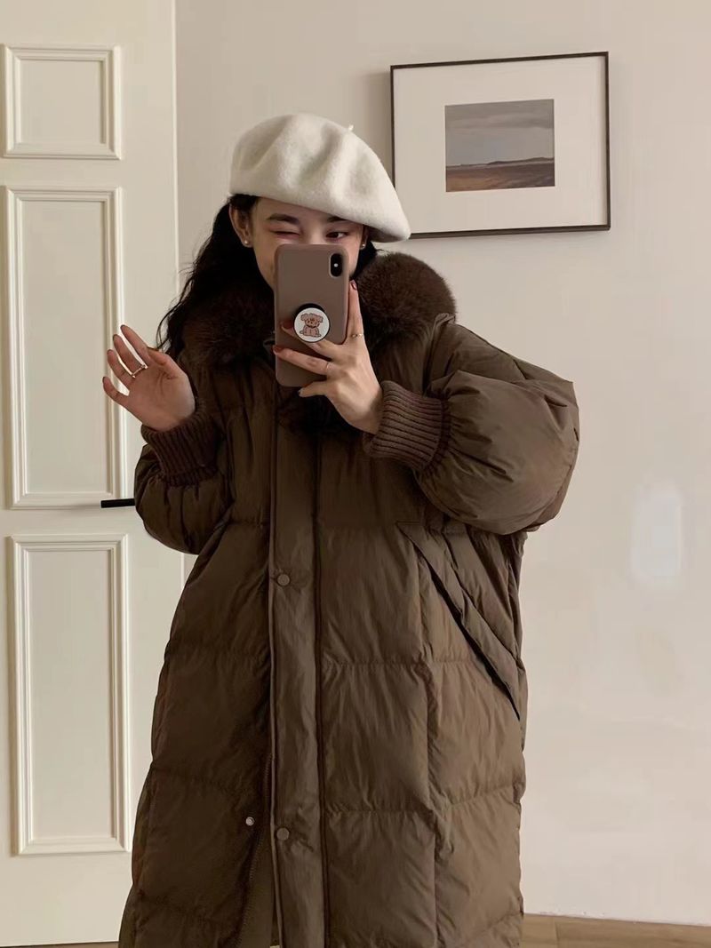 Damenmode lange Kapuzenjacke Warme Jacke_voghion.com