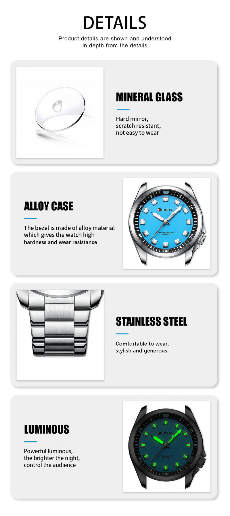 Montre homme CURREN 8451, étanche, bracelet en acier, montre à quartz pour homme, montre d'affaires pour homme_voghion.com