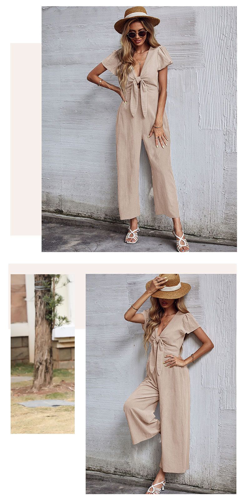 Neun-Punkt-Hose mit weitem Bein 2023 Sommer Lässiger Pendler-Overall mit ausgehöhlten Riemen_voghion.com
