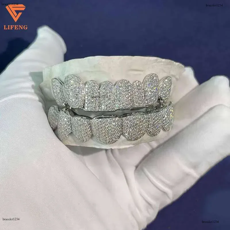 Deep Perm Cut Custom VVS Moissanite Hip Hop Honeycomb Grills For 16/20 Teeth White Gold Dia Ice Out Grillz Jewelry_voghion.com