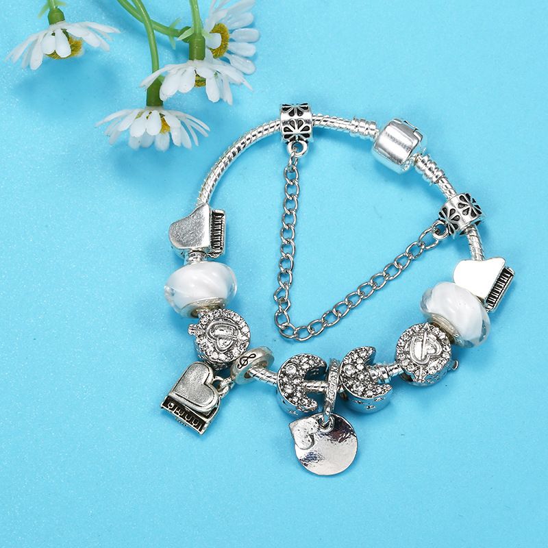 Charm Bracelets Couple Style Beaded Bracelet Piano Pendant Crystal Large Hole Bead DIY Bracelet_voghion.com