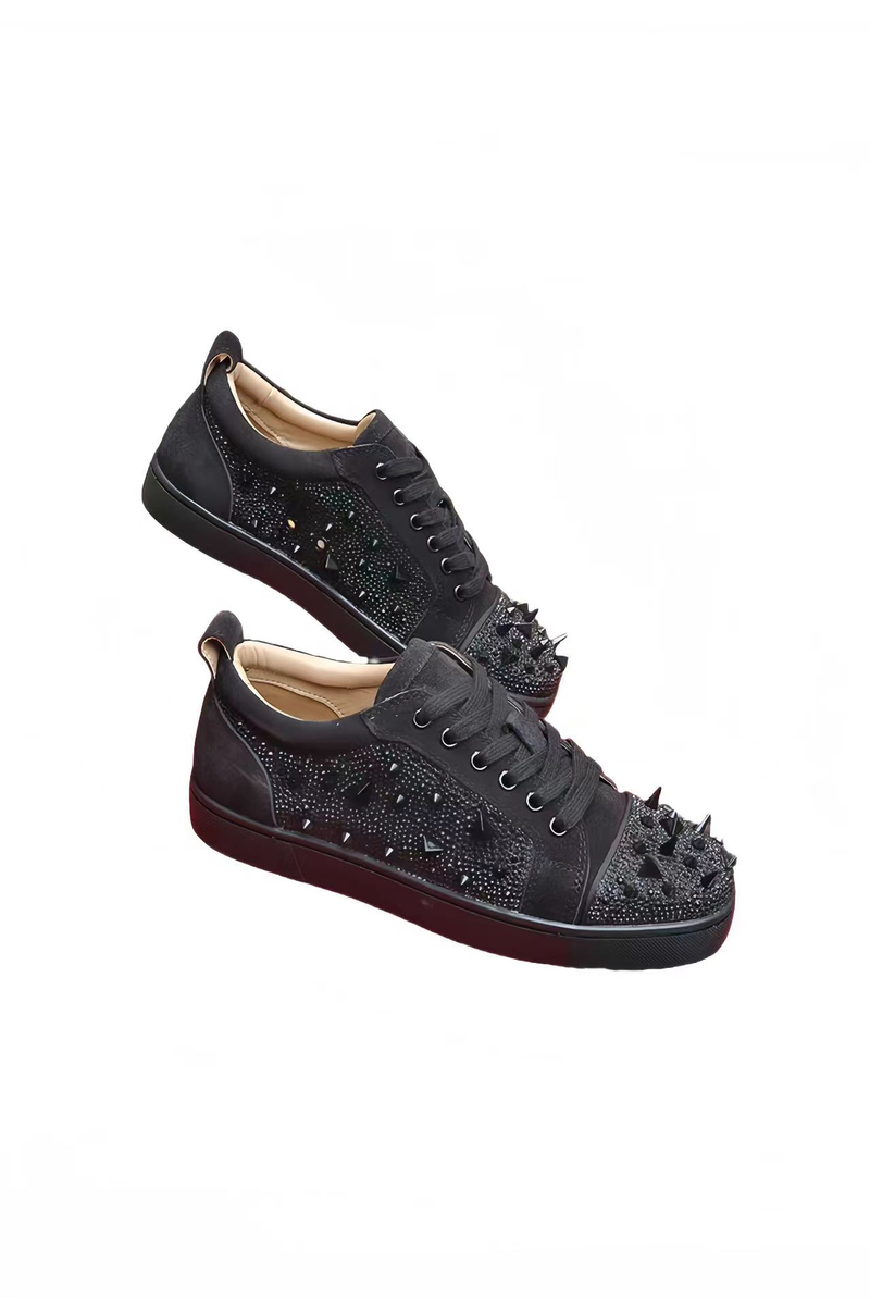 Leder Bequeme Mode Herrenschuhe Persönlichkeit Atmungsaktive Freizeitschuhe Sommerliebhaber Schuhe Diamant Nietenschuh_voghion.com