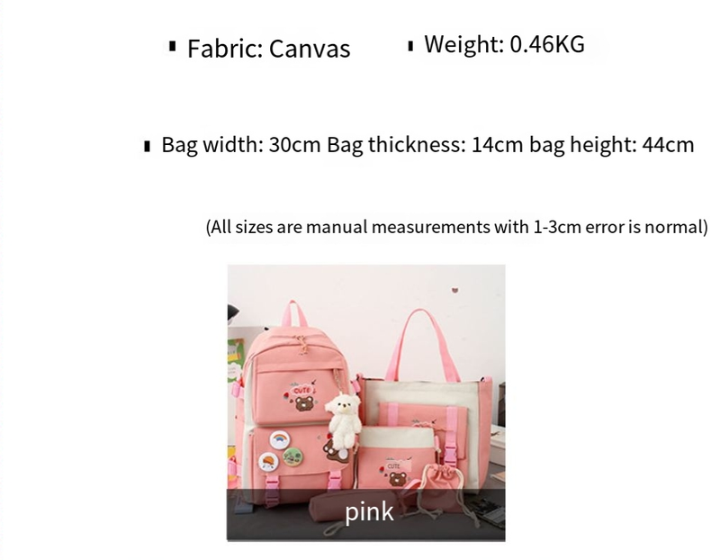 Elementary School Bag Five-piece Set Women's Lightweight Cute Bag Student Backpack Girls' Backpack_voghion.com
