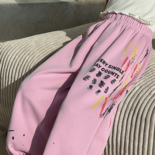 Kinderbekleidung Elefant Mädchen Graffiti Bündchenhose Frühling Neue Freizeithose für Kinder Farbbedruckte Sporthose_voghion.com