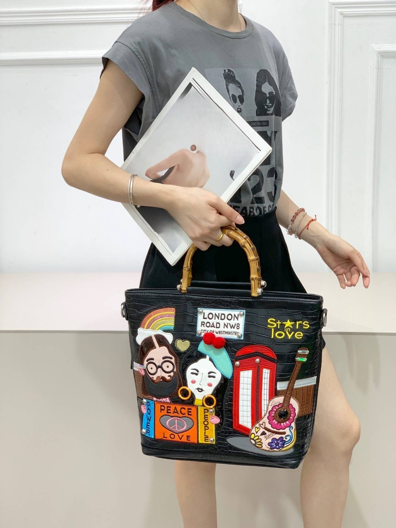 Borse da donna, borse da donna retrò, nuove borse in bambù con ricamo abbinato, borsa a tracolla versatile e di grande capacità_voghion.com
