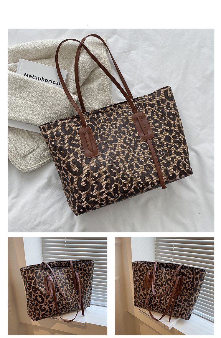 Borsa da donna di alta qualità, grande capacità, con stampa leopardata, borsa a mano grande retrò, borsa da ascella per donna_voghion.com