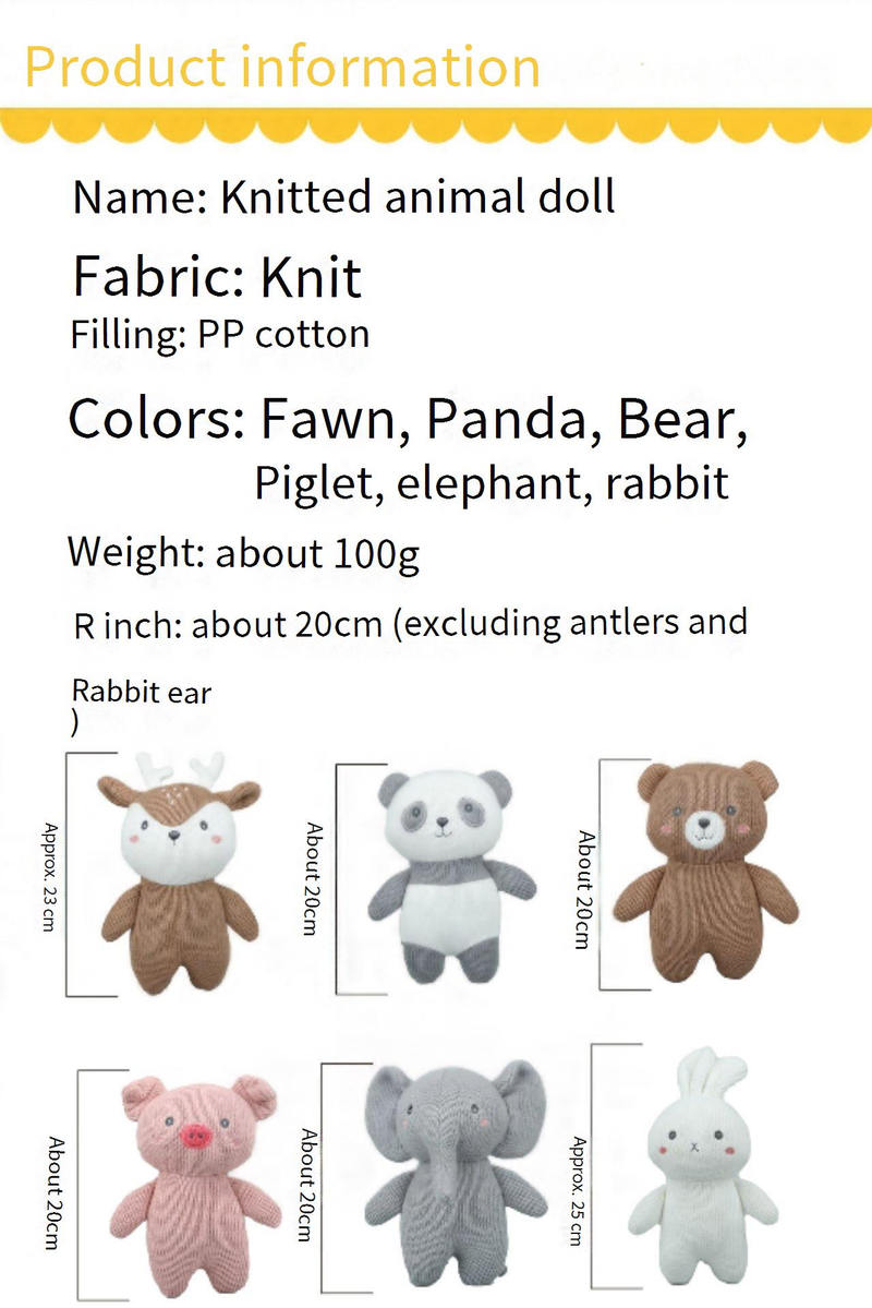 Stuffed Animals New Cotton Wool Knitted Doll Baby Soothing Sleeping Doll Baby Children Can Chew Plush Toy_voghion.com
