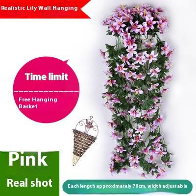 Guirlanda de hera artificial para decoração de cesta suspensa - videira artificial realista com folhas para parede interna, sala de estar, casamento, festa (inclui cesta suspensa)_voghion.com