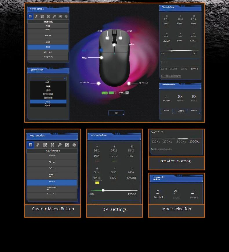 Leichte Gaming-Maus mit drei Modi und 2,4-G-/Bluetooth-/Kabelverbindung, wiederaufladbar, 6400 DPI, 7 Tasten, ergonomisches Design_voghion.com