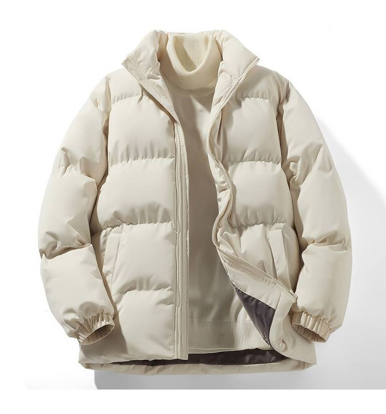 Chaqueta acolchada de invierno para hombre: chaqueta bomber estilo urbano con cuello alto (negro/rosa/caqui/azul claro, tallas S-4XL)_voghion.com