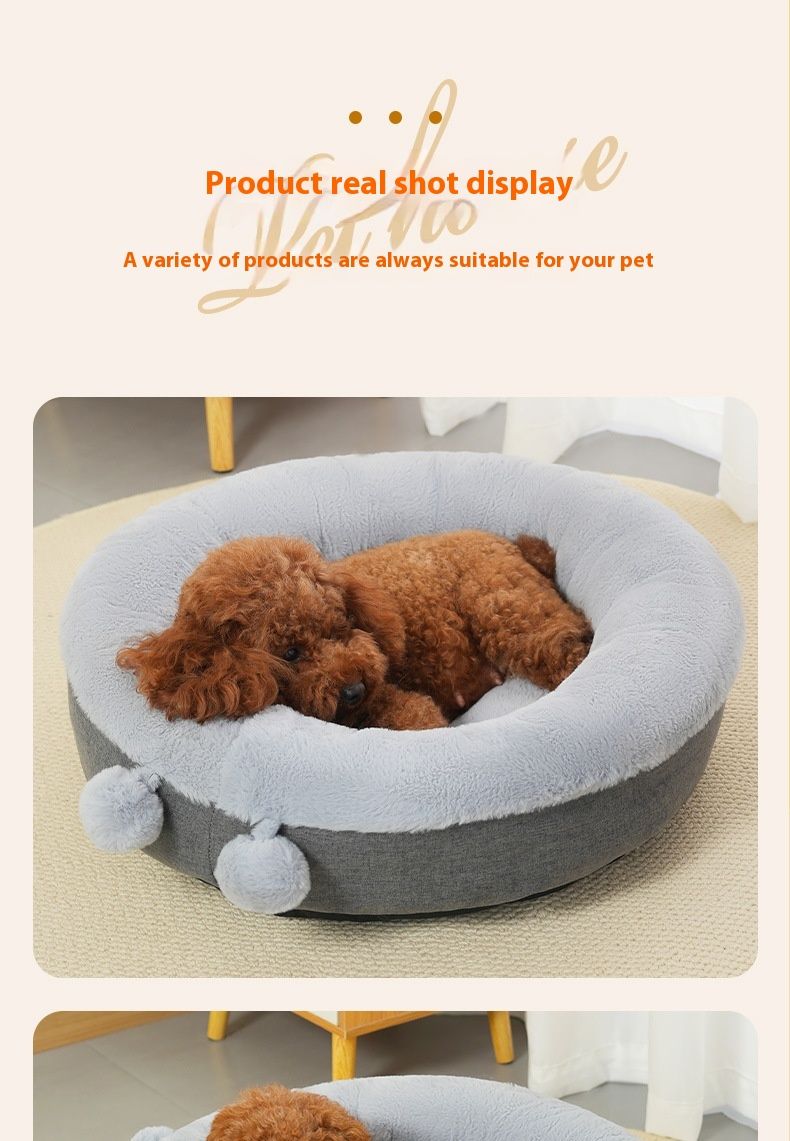 Dog's Cat's Winter Warm Open Mouse Round Thickened Four Seasons Universal Nest Pet Supplies_voghion.com