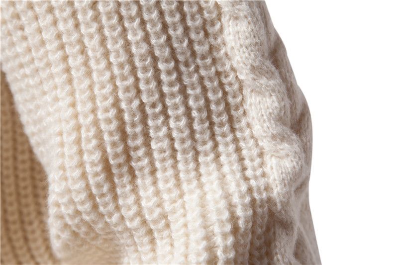 Herrenbekleidung Retro Dicker Pullover Herren Vintage Strickpullover Winter Warm Dicker Zopfmuster Pullover Retro Stil Lässiger Rollkragenpullover Wollmischung_voghion.com