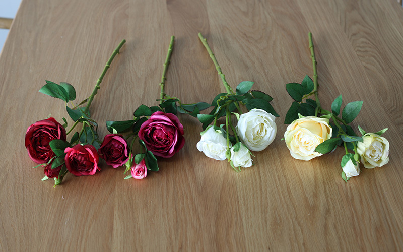 Taobao Tmall Countryside 3-head Small Rose Silk Flowers Simulated Flowers Fake Flowers Dining Table Coffee Table Floral Art_voghion.com