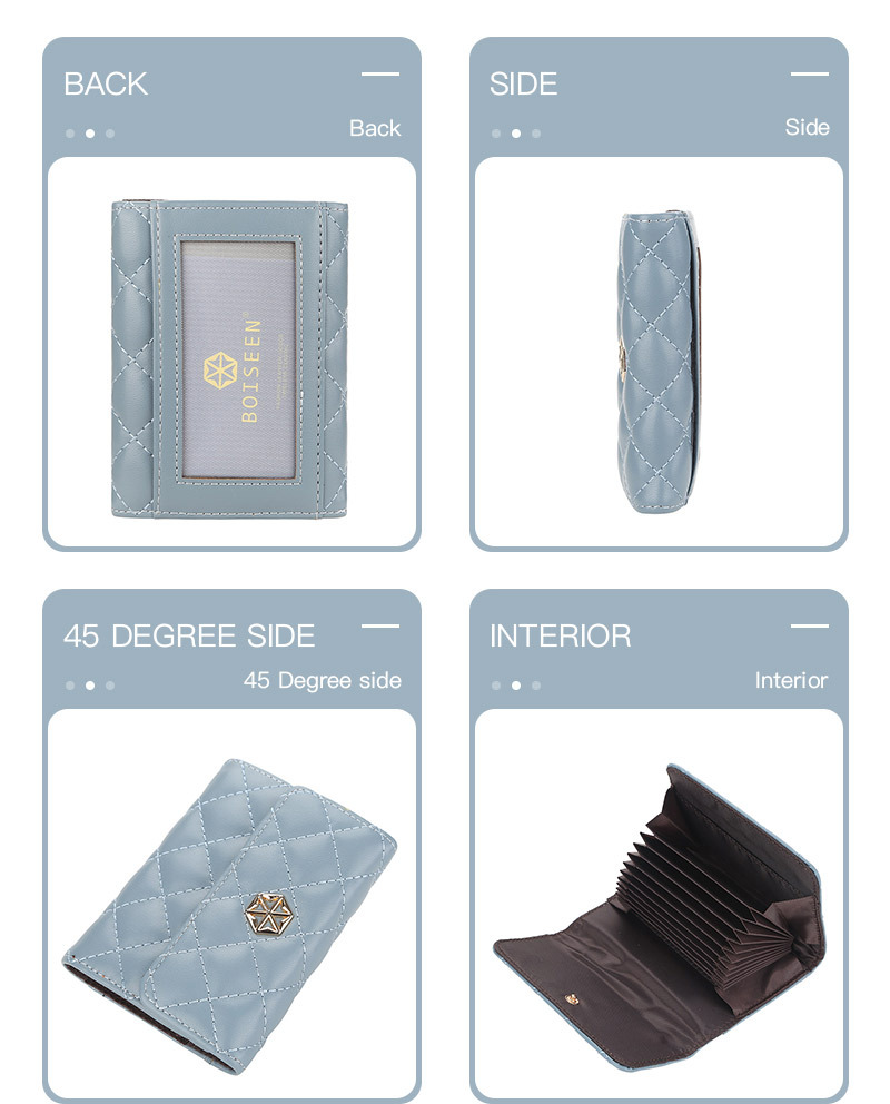Boiseen New Women's Card Bag Embossed Multi Card Slot Accordion Coin Purse Small Buckle Wallet_voghion.com