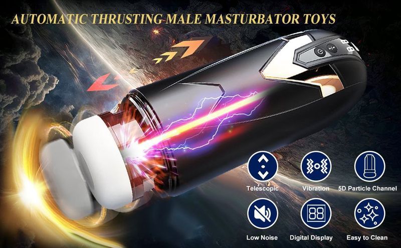 Masturbatore maschile elettrico con vibrazione e riscaldamento telescopico, giocattolo sessuale_voghion.com