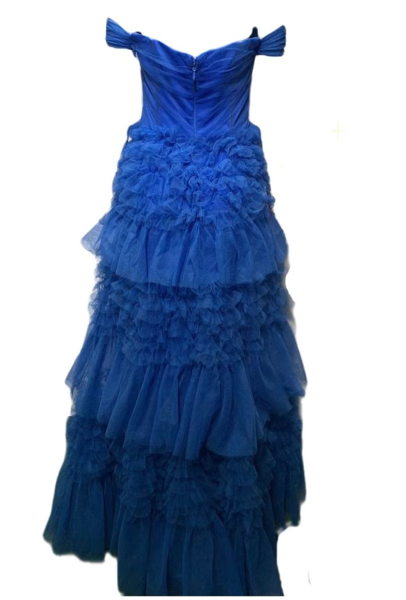 Robe de soirée asymétrique à épaules dénudées, en maille multicouche, ultra moelleuse et luxueuse, style européen et américain_voghion.com