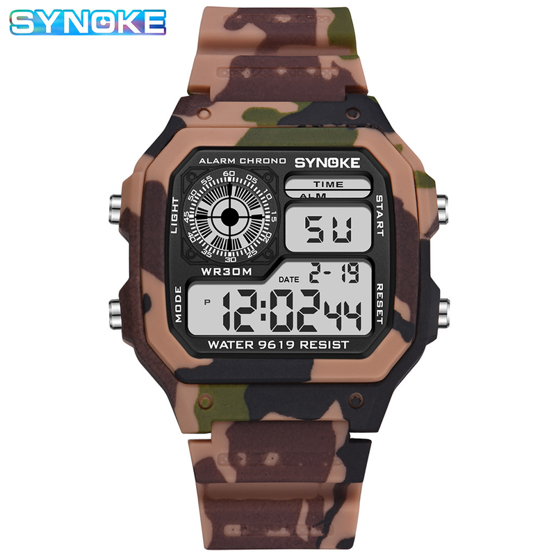 Vietam Market Camouflage Multifuctioal Fashio Square Studet Electroic Watch Colorful Lumious Waterproof Sports_voghion.com