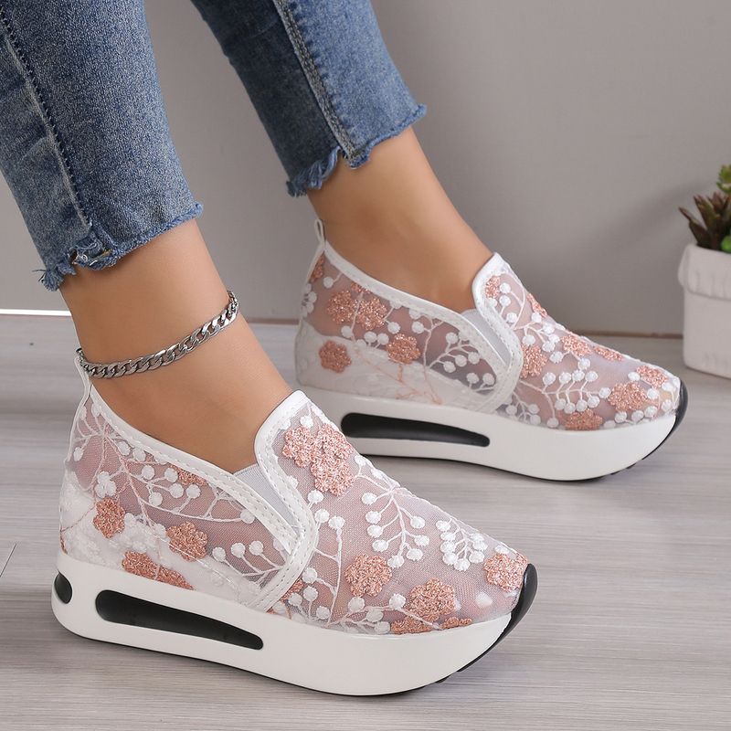 Einzelner Schuh 2024 Frühling Koreanische Ausgabe Neue Spitze Mesh Casual Set Füße High Heel Innenerhöhung Matsuke Damensandalen_voghion.com