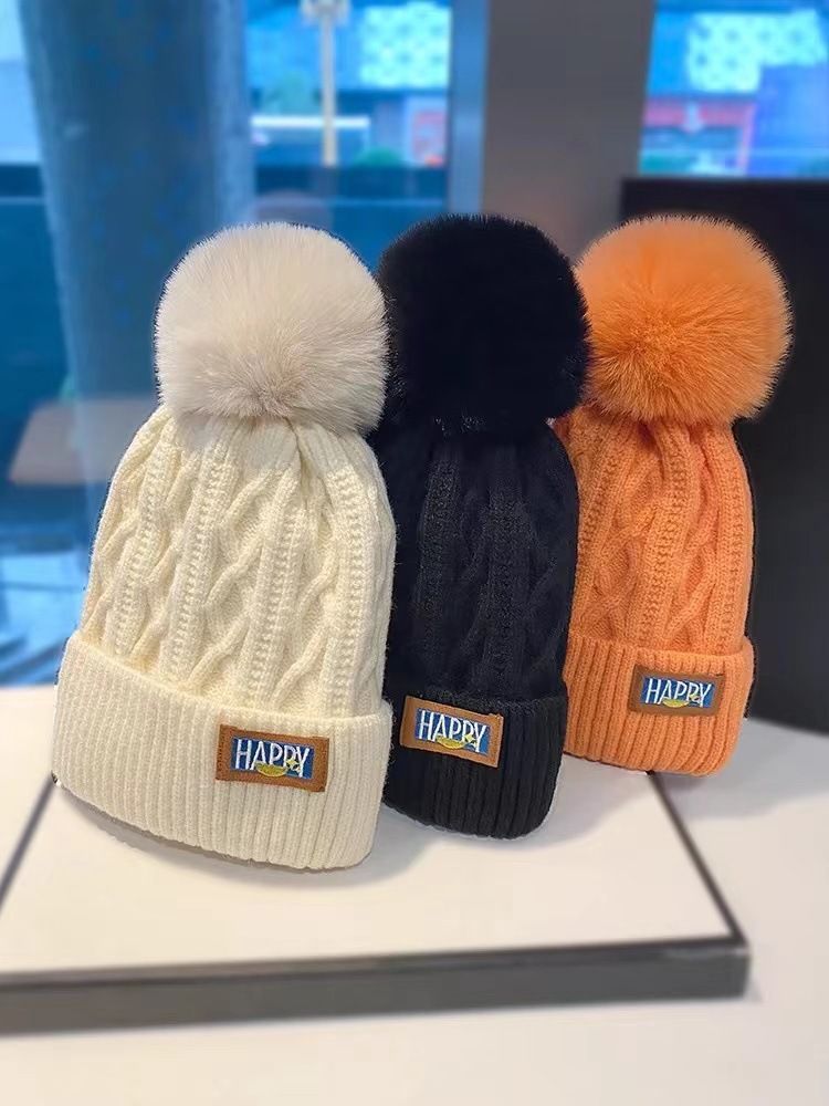 Winterliches Plüschstrickkleid für Damen, dicker Ohrenschutz im koreanischen Stil für den Herbst, geeignet für großen Kopfumfang und schlankmachendes Gesicht_voghion.com