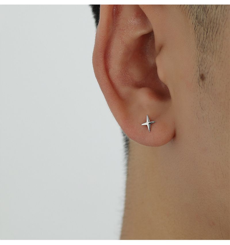 Populære mode antiallergiske øreringe i rent sølv med stjerne og hexagram, enkle øreringe til mænd og kvinder. Personlighed, niche, trendy parøreringe._voghion.com