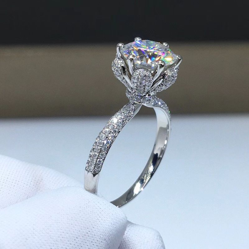 American Mosan Diamond Platinum Pure Silver Luxury Set Anello a sei griffe Imperatore del ghiaccio e della neve da donna_voghion.com