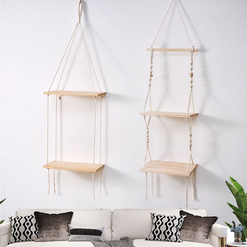 Handgewebtes Regal aus Baumwollseil, Wandmontage, Wanddekorationsregal_voghion.com