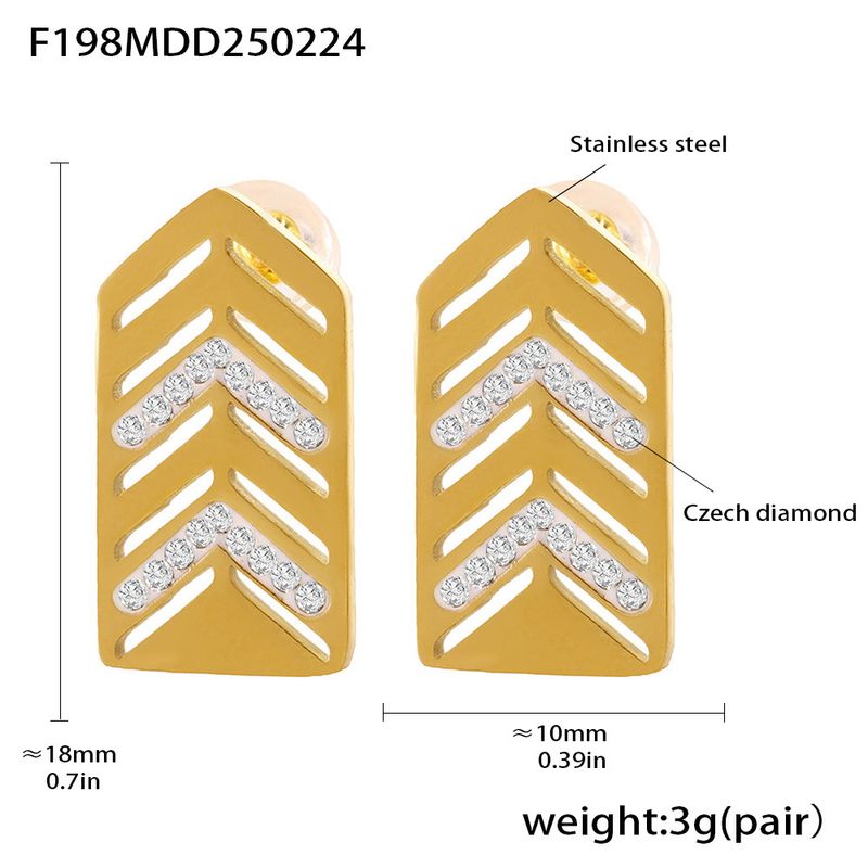 Orecchini Fangtang alla moda e personalizzati con zirconi cavi geometrici intarsiati, realizzati in acciaio inossidabile che non sbiadiscono e hanno un aspetto di alta qualità._voghion.com