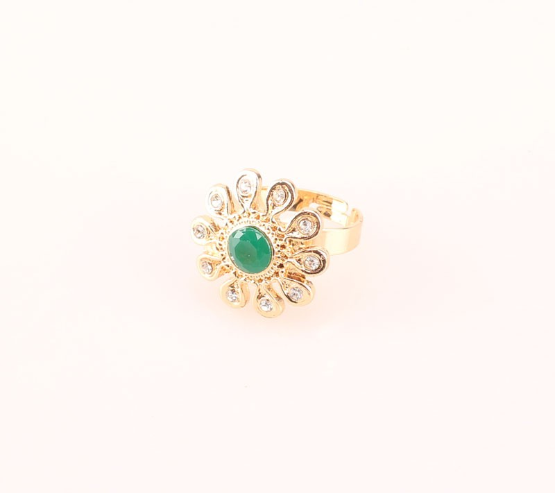 Klassische Schmucksets Halskette Ohrringe Armreif Ring Set Gold Farbe Grün Kristall Braut Hochzeit Zubehör für Frauen_voghion.com