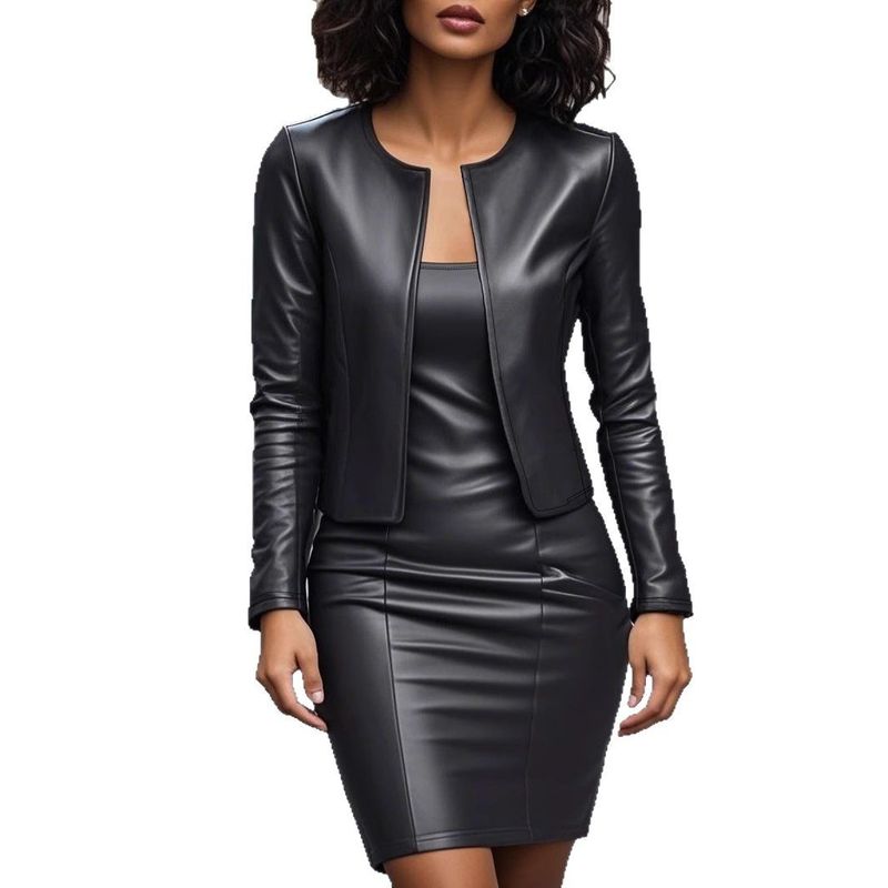 Nuovo set di giacca e abito a maniche lunghe alla moda da pendolare_voghion.com