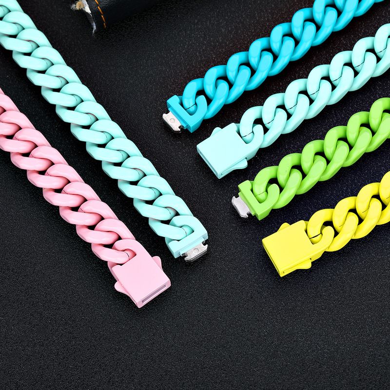 Men's Jewelry Paint Stainless Steel Gradient Bracelet Jewelry Titanium Steel No Fading Cuban Chain Men Hip Hop Bracelet Jewelry_voghion.com