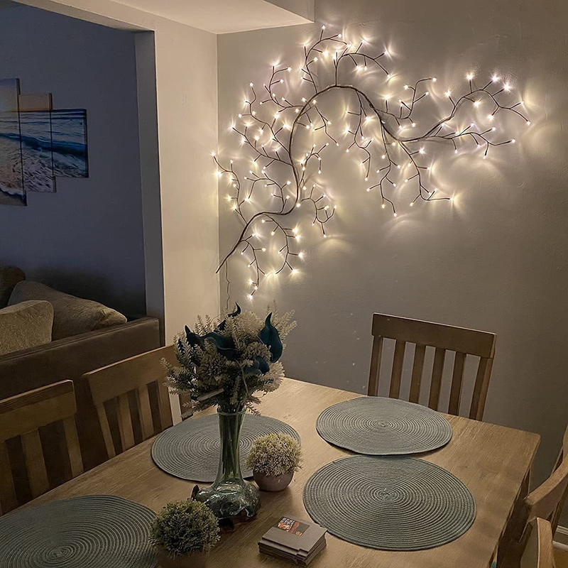 Nuove luci colorate a LED per soggiorno, decorazione della camera da letto, calde decorazioni natalizie, luci dell'albero a forma di rattan simulato_voghion.com
