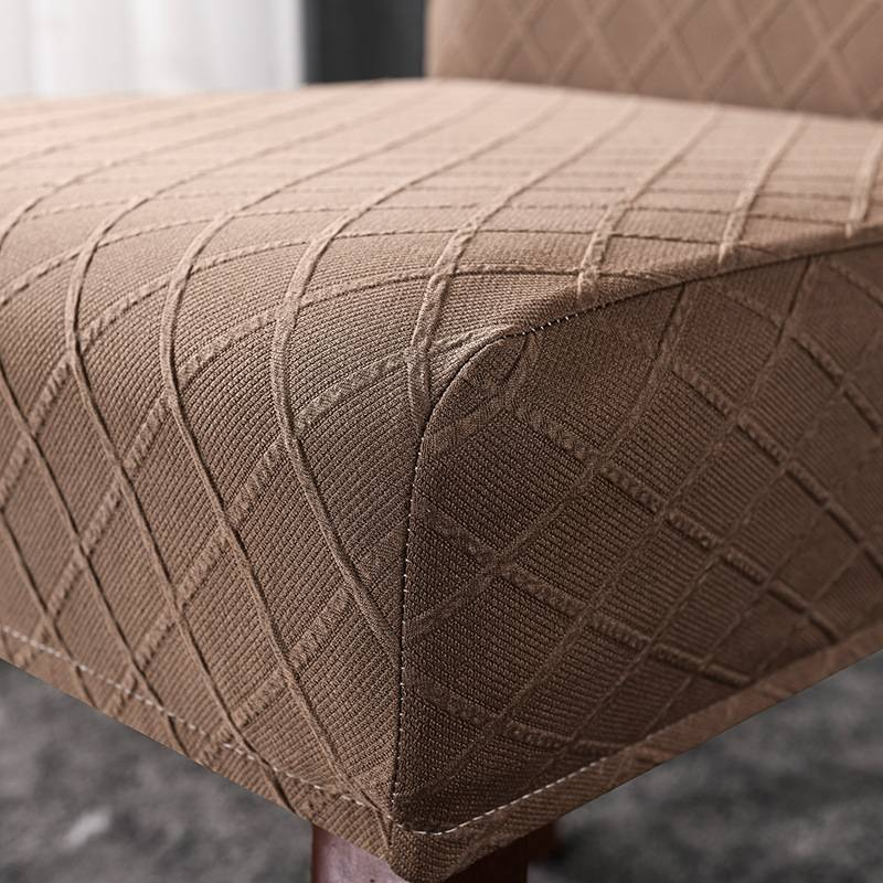 Fodera per sedia in tessuto jacquard tinta unita addensato per uso domestico, universale, mezza confezione, elastica, in un pezzo, per sedia da pranzo, all'ingrosso_voghion.com