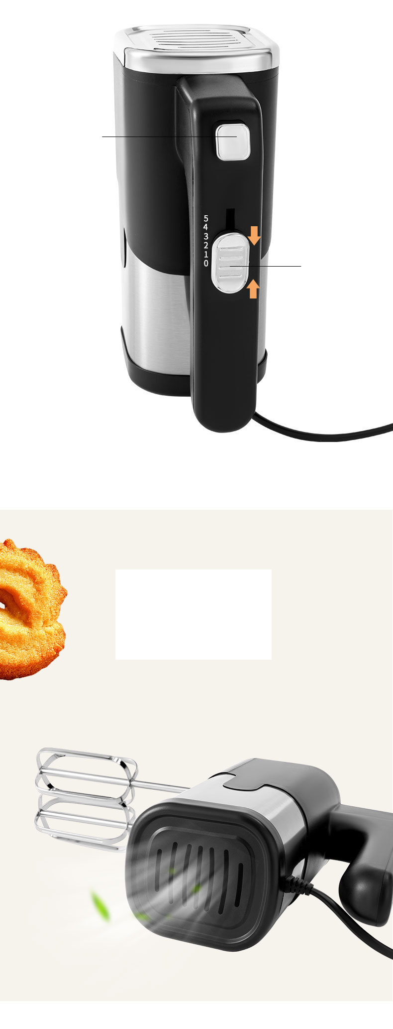 Europæisk standard elektrisk æggepisker bagning Fuldautomatisk håndholdt mixer blandet blender_voghion.com