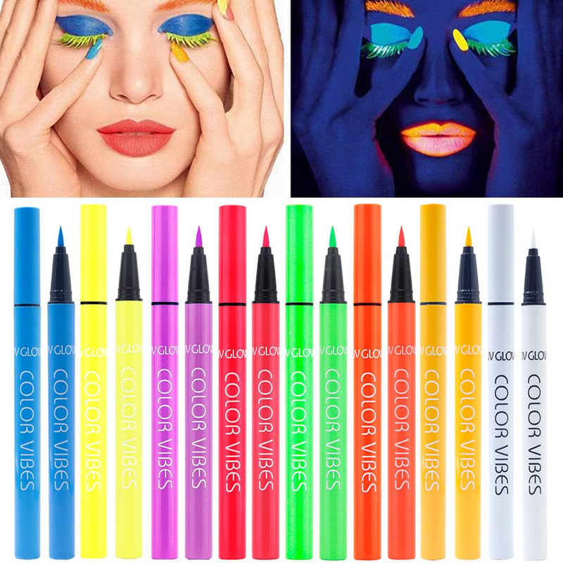 Eyeliner fluorescente colorato di Halloween, eyeliner liquido opaco e luminoso, pittura per il viso, impermeabile e resistente al sudore, lunga durata, asciugatura rapida_voghion.com