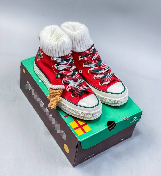 Nouvelles chaussures de Noël en toile de C avec couvre-chaussettes tricotés amovibles, chaussures de couple unisexes décontractées_voghion.com
