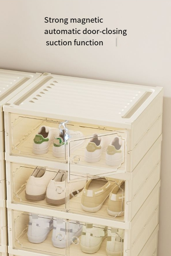 Folding Shoe Box Free Installation Transparent Storage Multi Layer Box Shoe Integrated Shoe Cabinet Storage Box Cabinet Sneaker Artifact_voghion.com