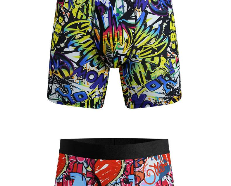 NOKO 3-pack Men's Underwear Side Opening And Lengthened Printed Men's Boxer Briefs_voghion.com