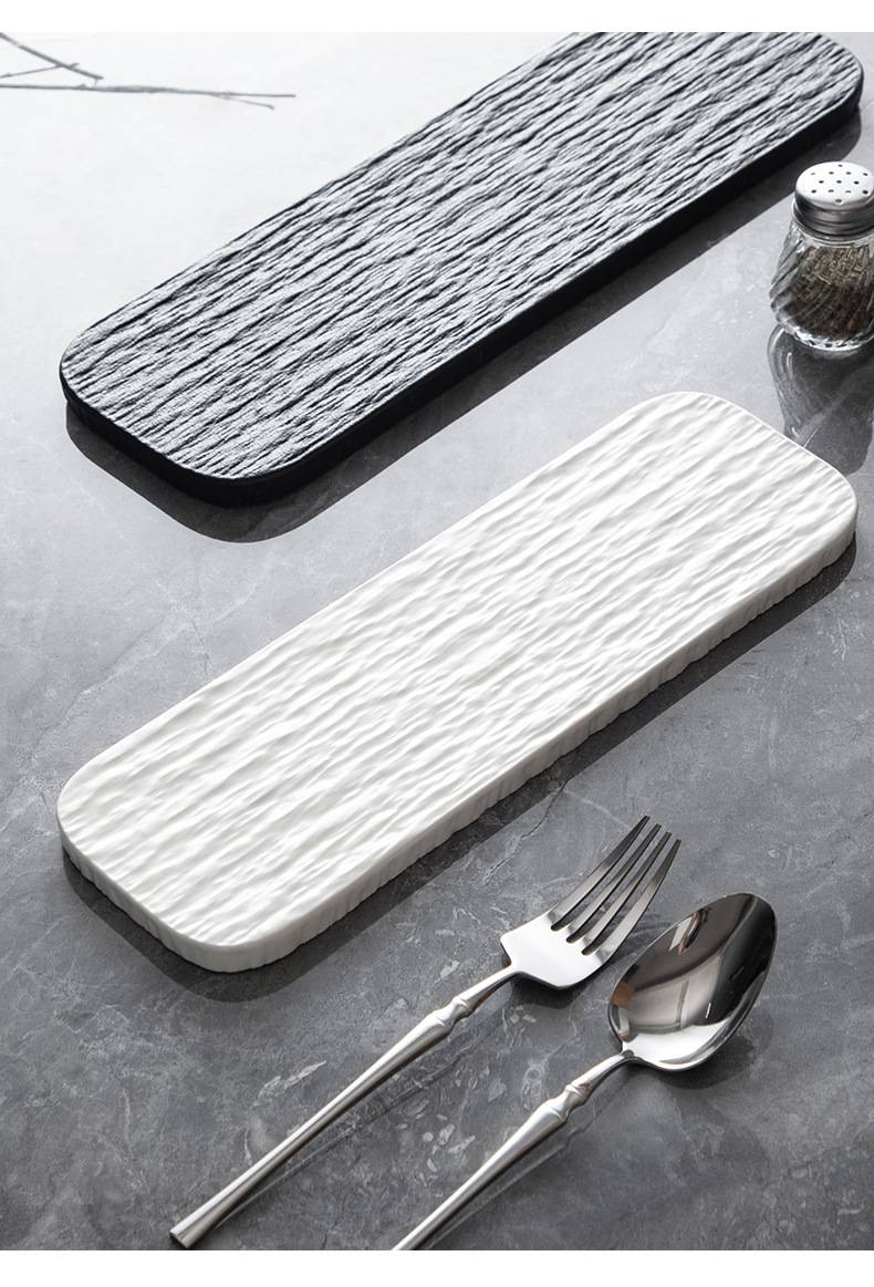 Rectangular Ceramic Sushi Platter - Elegant Serving Dish For Cake/Dessert/Restaurant Presentation_voghion.com