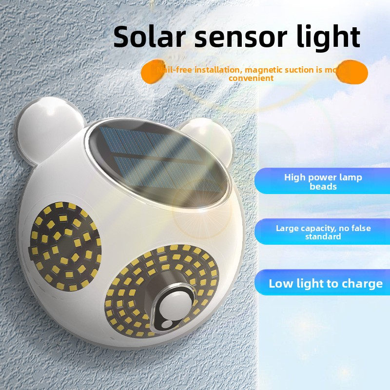 Zonne-buitenwandlamp met bewegingssensor - Waterdichte LED-tuinverlichting, magnetische bevestiging en draadloze installatie (automatisch aan/uit, batterij IP65)_voghion.com