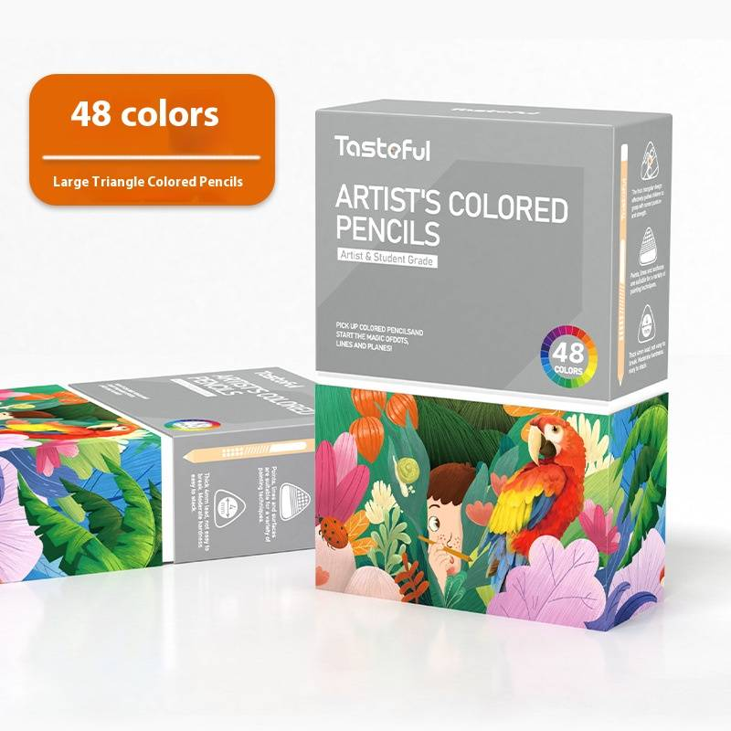 Professionelles 48-farbiges Jumbo-Dreiecks-Buntstifte-Set – Hochwertiges Künstlerzubehör aus Holz für Kinder und Künstler – Ideales Geschenk zum Zeichnen und Skizzieren_voghion.com