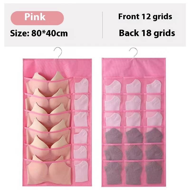 Space-Saving Hanging Organizer For Underwear, Bras, Socks & More - Double-Sided Fabric Storage Bag With Multiple Pockets For Closet, Door & Travel_voghion.com