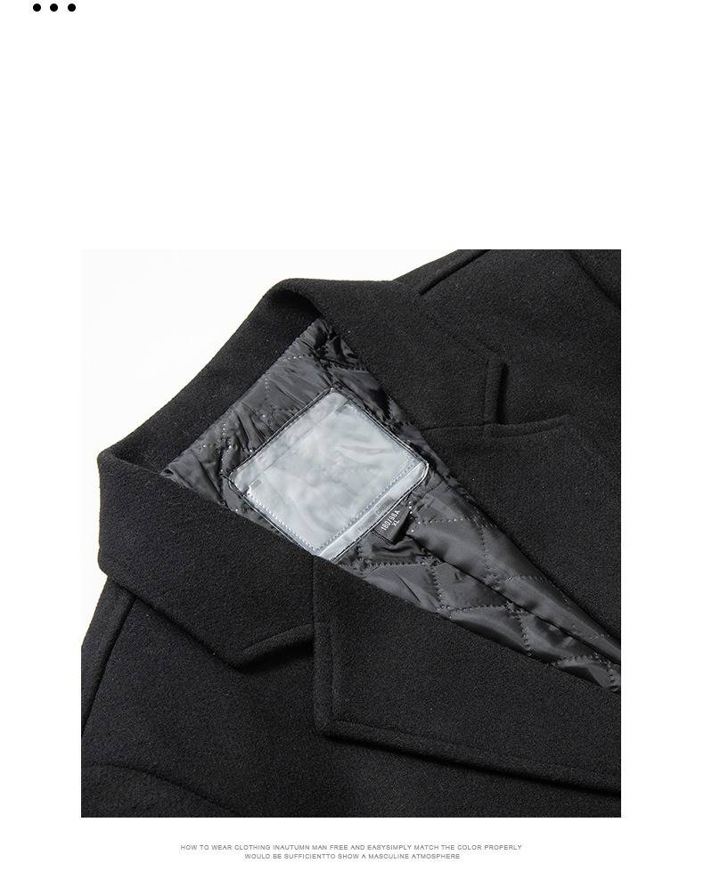 Men's Clothing Men's Wool-Blend Overcoat - Knee-Length Winter Trench Coat (Black/Grey, M-4XL)_voghion.com