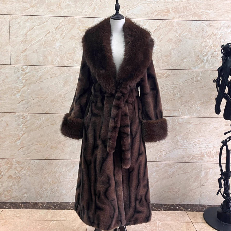 Luxury Faux Fur Coat Winter Fashion V-Neck Long Sleeve Elegant Women's Outerwear With Leopard Print_voghion.com