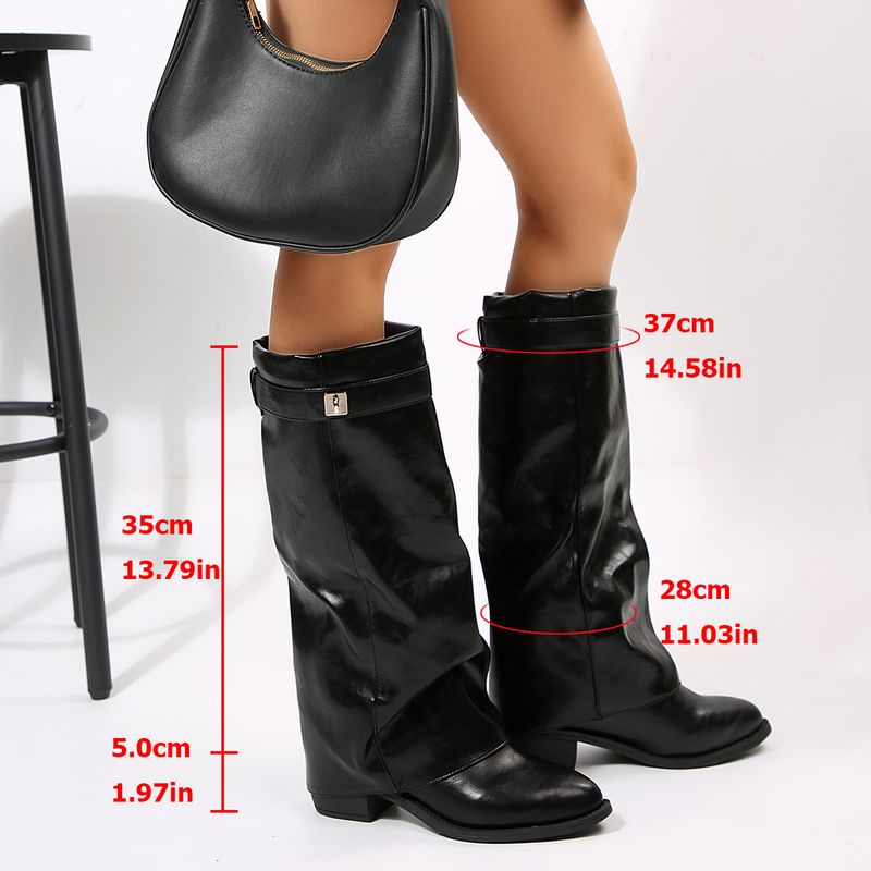 Black Knee-high Boots For Ladies, Pointed-toe Ladies' Boots, Made Of Soft Artificial Leather, Elegant Fashion Boots_voghion.com