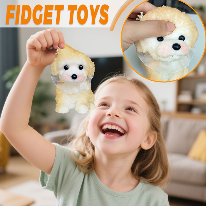 Squishy Soft Dog Squeeze Toys For Anxiety Relief,Teddy Dog Puppy Squishy Toys Fidget Toys, Handmade For Fidget Toys Adults & Kids,_voghion.com