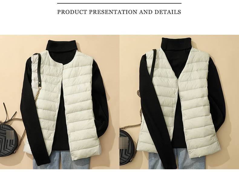 "Women's Lightweight Down Vest – Slim Fit V-Neck Puffer Gilet For Autumn & Winter Layering"_voghion.com