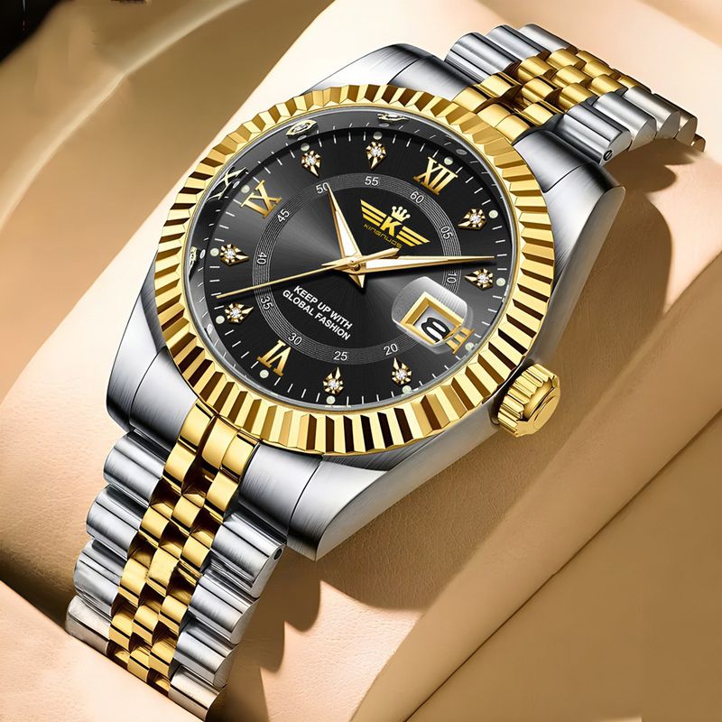 Orologio da uomo elegante in acciaio inossidabile con calendario e lancette luminose - Orologio casual elegante da indossare tutti i giorni Orologio da uomo elegante e versatile, casual_voghion.com