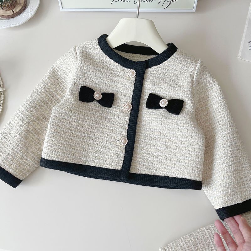2024 autumn new Korean version girls' small fragrant style cardigan half set baby socialite coat short skirt 67328_voghion.com