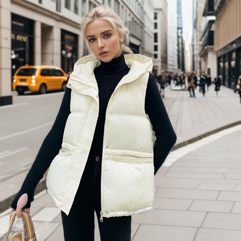 Nuovo gilet in cotone autunno e inverno da donna, gilet corto con cappuccio, gilet Joker_voghion.com